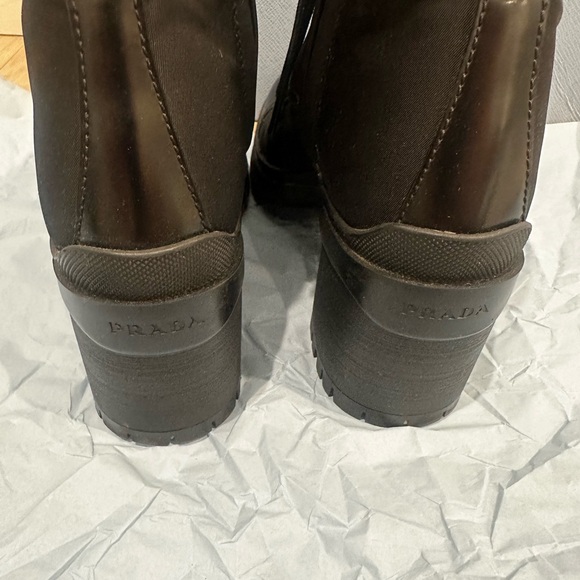 Prada Women's Calzature Donna Re Nylon Combat Black Lace-Up Ankle Boots Size 35 - Picture 6 of 10